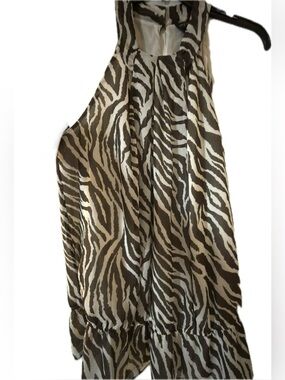 Lane Bryant Brown and White Zebra Print halter blouse tank